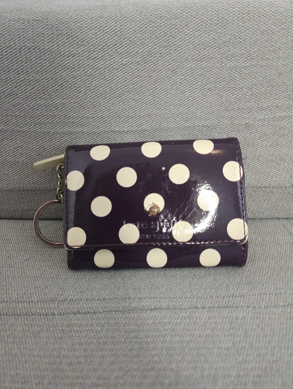 kate spade Purple and White Polka Dot Wallet Keyring